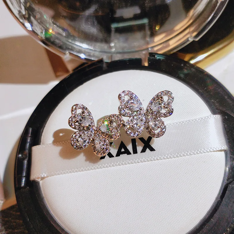 

Cute Silver Color Butterfly with Bling Zircon Stone Fashion Jewelry Korean Earrings Sterling S925