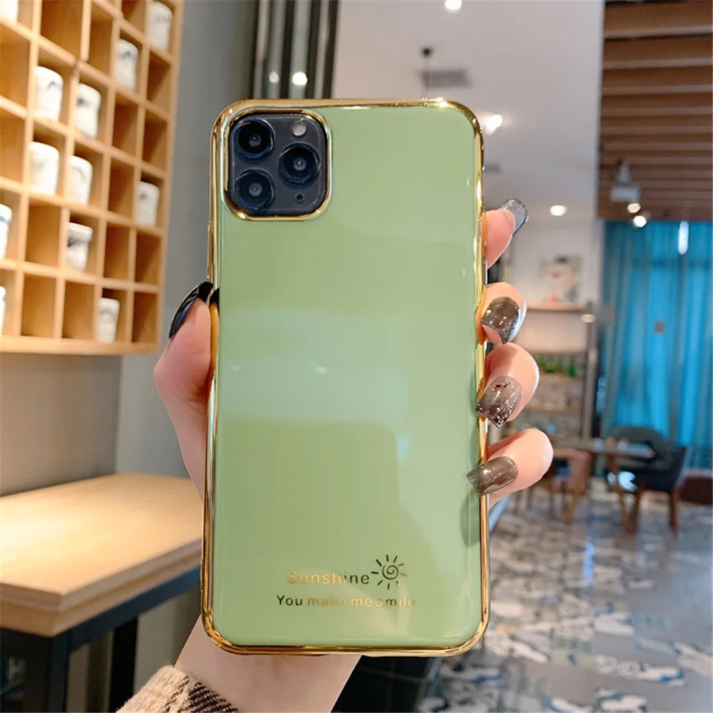 Lovebay гальванический солнцезащитный чехол для телефона для iPhone 11 Pro Max XR XS X XS Max 7 8 6 6S Plus защитный сплошной карамельный цвет задняя крышка - Цвет: Зеленый