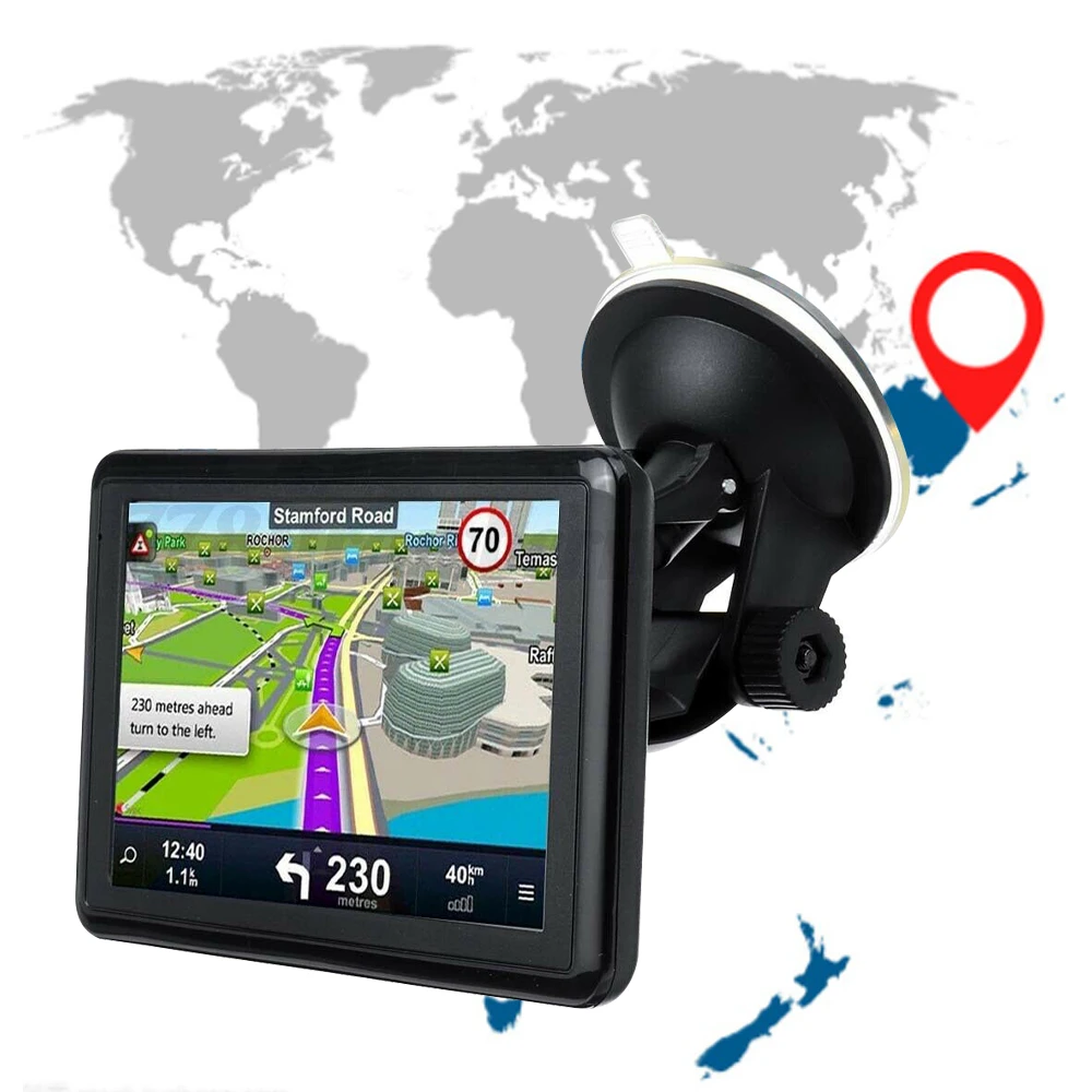 1pc Black Car GPS Navigator Multi-functional FM Transmitter Durable 5 Inch Touch Screen USA Canada Map Auto Accessories GPS Trackers