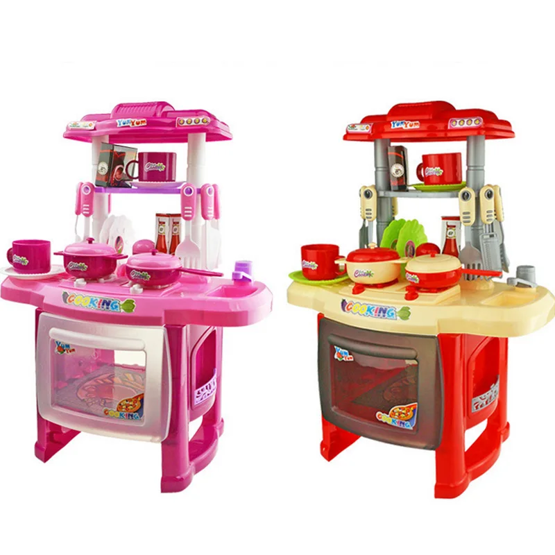 Детские кухонные игрушки, смоделированная кухонная посуда, музыкальный светильник, пластиковые ролевые игры, кухонные игрушки, набор безопасных милых детских игрушек для девочек, подарок