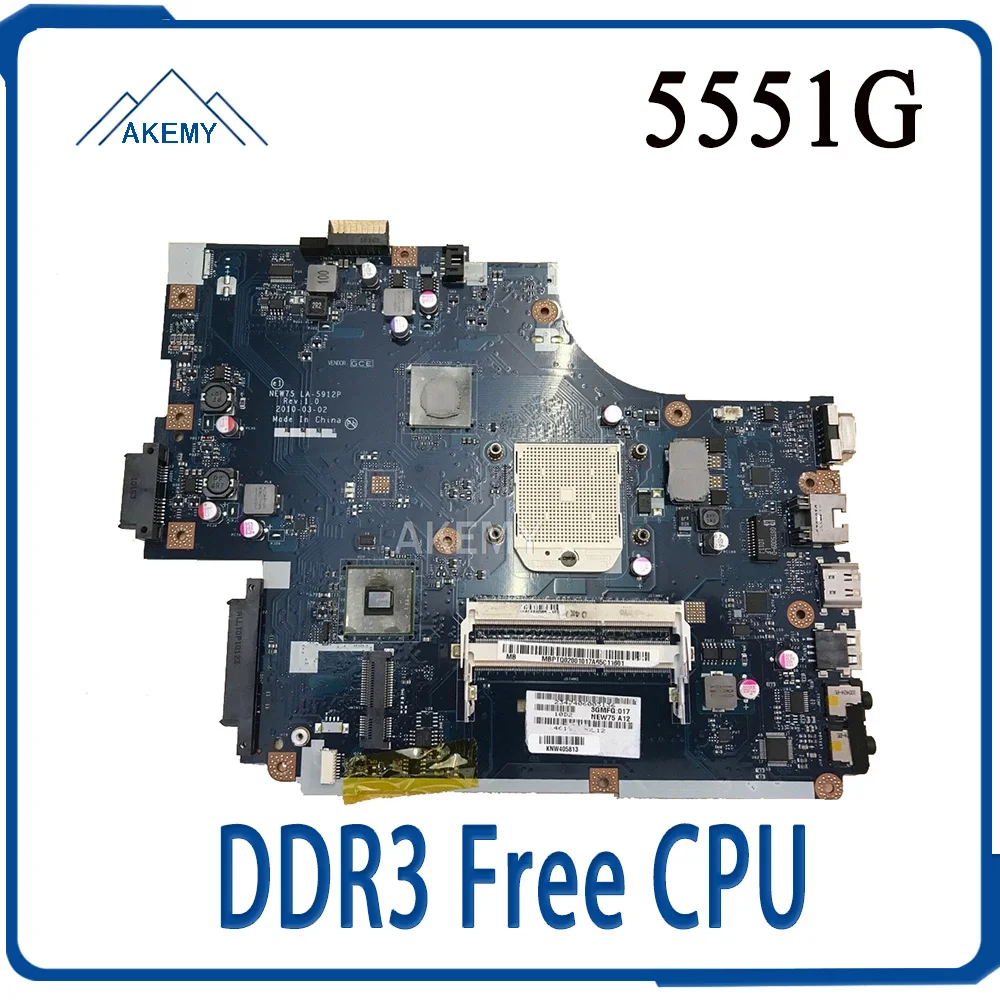 Материнская плата для ноутбука For Acer aspire 5551 5551G E640 DDR3 Бесплатный процессор NEW75 LA-5912P