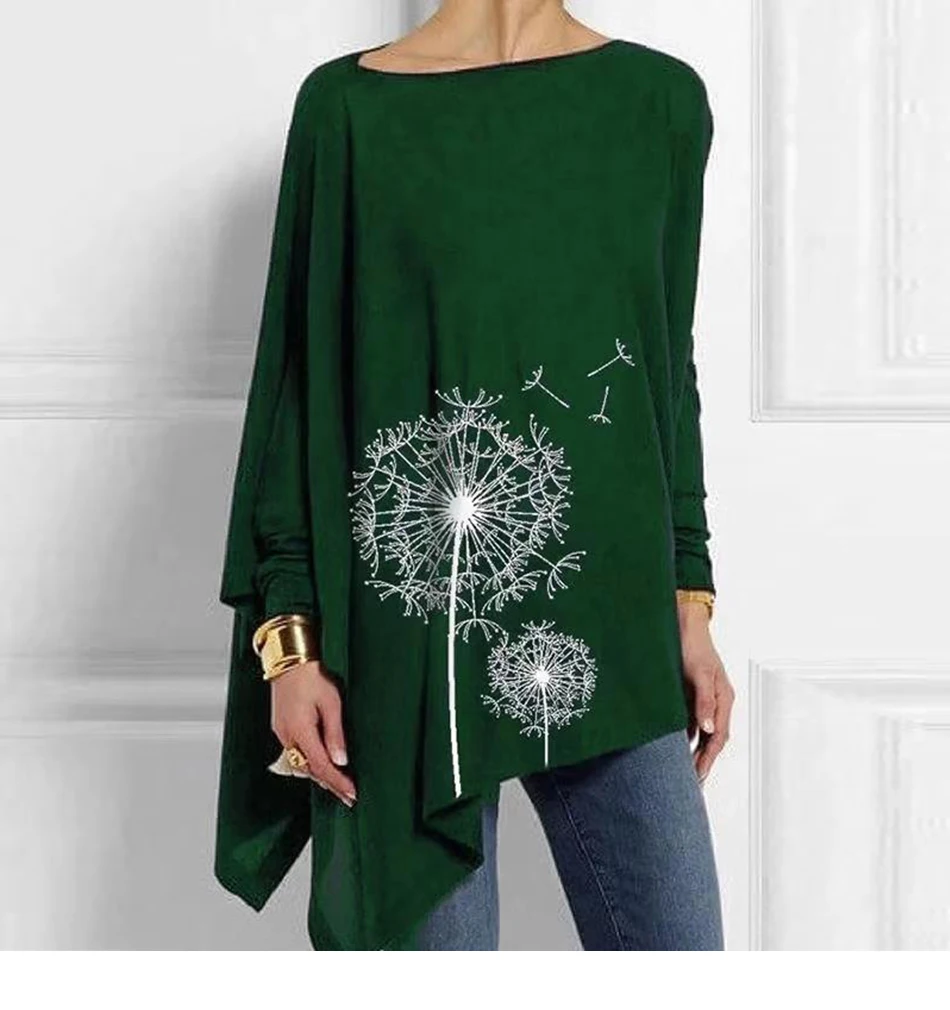 Irregular para Mulheres Topos e Blusas Casual o Pescoço Algodão Manga Longa Topo Feminino Túnica 2020 Primavera Tamanho Grande Blusa Camisa Mais 19 Algodão irregular das mulheres topos e blusas
