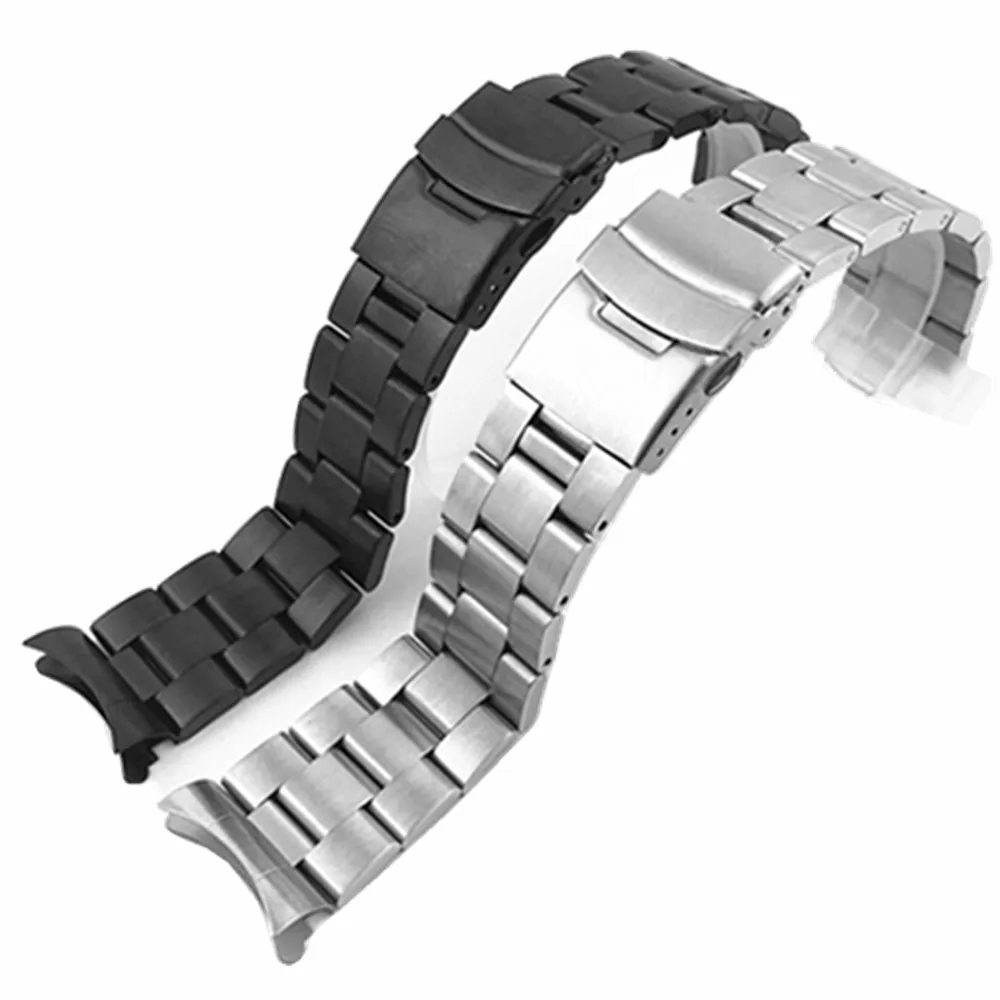 20 22mm Watchband Arc Edge Stainless Steel Strap Arc Mouth bracelet metal band watch band For Casio For Seiko Diy Replace