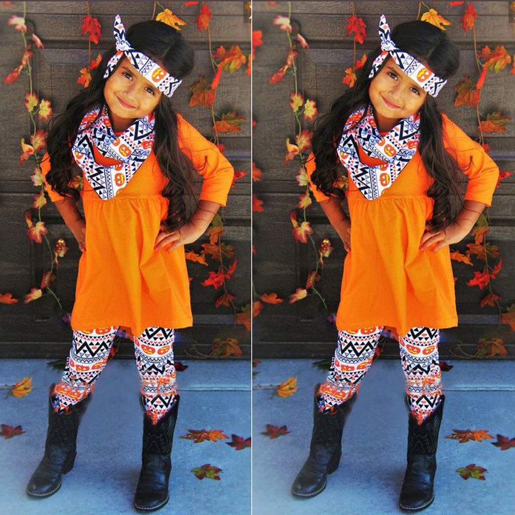 Abrigo de invierno para niñas ropa de moda para niñas, Otoño, niño, calabaza, camiseta, pantalones azteca, de Halloween, SetW819|set de ropa| - AliExpress