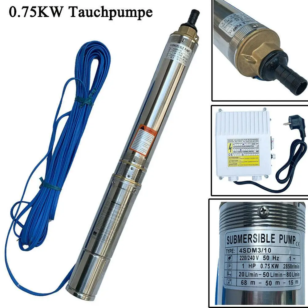 

0.75KW Submersible Pump 4 "OD Deep Well Pump With Control Box For Irrigation Bore Water Pump Deep Well Irrigation