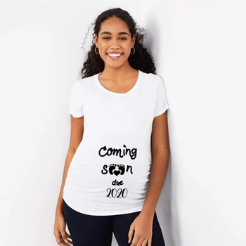 

Coming Soon Due In 2020 Print Funny Pregnancy T Shirt Maternity Plus Size Announcement T-shirt Pregnant Nursing Tees Clothes
