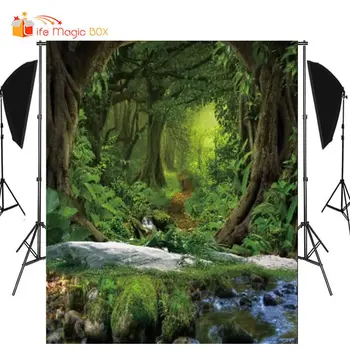 

LIFE MAGIC BOX Photography Backdrops Green Forest Stones Water River Easter Backdrop Beach Baby Shower Backgrounds