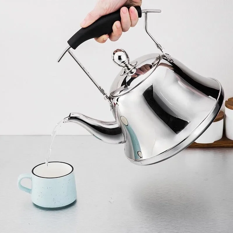 1.5/2L Stainless Steel Whistling Tea Kettle Stovetops Enamel Food Grade Tea Pot With Heat-Proof Handle whistling teapot tea kettle For Gas Induction Cookers