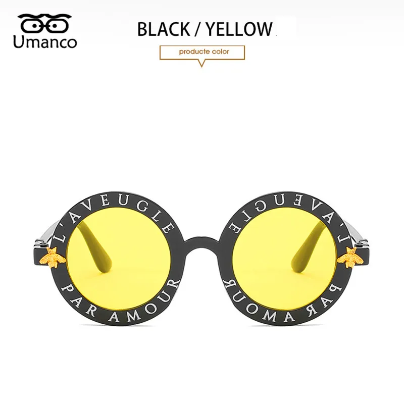 Umanco новые круглые детские солнцезащитные очки с Пчелой для детей, PC оправа, PC линзы, модный бренд, милые детские пляжные аксессуары для путешествий, подарки - Цвет линз: 03
