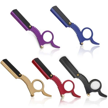 

1 Pcs Straight Edge Barber Razor Beard Shaving Thumb Stainless Steel Blade Holder