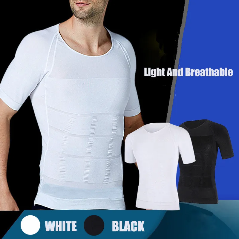 

Men's Slimming Body Shaper Tshirt Male Belly Abdomen For Corrector Compression Body building Fat Burn Chest Tummy Shirt Corset