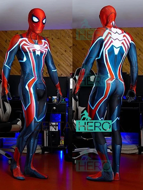 

3D Printed PS4 Velocity Spider Costume Spandx PS4 Superhero Cosplay Halloween Zentai Bodysuit for Halloween