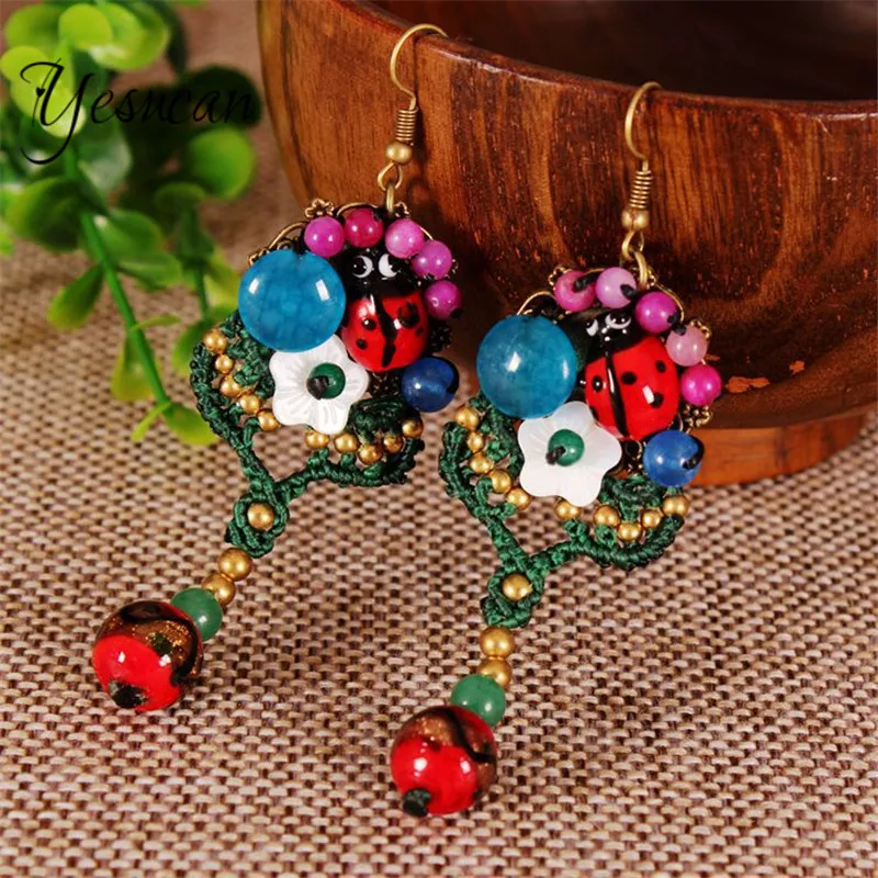 

Bohemia Long earring Brincos De Festa Pendientes Largos Joias Wrap Bead Large Statement Earrings Wedding Jewelry Elegant Earring
