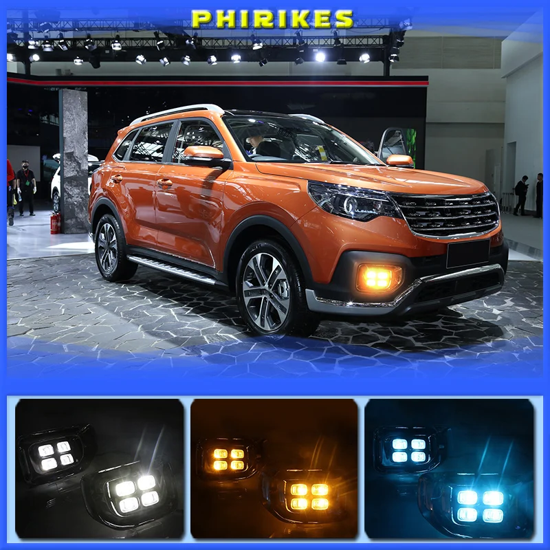 

1 пара светодиодный ных дневных ходовых огней DRL для KIA Sportage 2019 с желтым указателем поворота светильник тумансветильник 12 В постоянного тока светильник