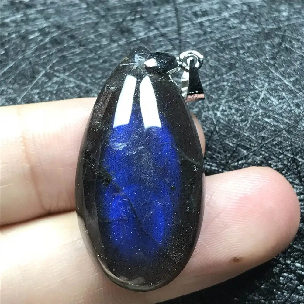 Топ естественный синий свет кулон из Лабрадорита ювелирные изделия для женщин мужчин 33x17x8 мм бусины капли воды серебряное ожерелье с камнем кулон AAAAA