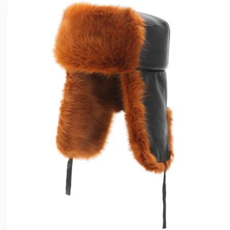 Yellow Brown HT2666 Bomber Hat Высококачественная русская ушанка шапка защищающие от ветра толстые теплые зимние меховые шапка с наушниками шапка охотника кожаная Русская Шапка - Цвет: Yellow Brown