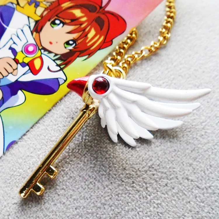 

Anime Cardcaptor Sakura Clow Necklace Cosplay Props KINOMOTO SAKURA Keychain Girls Halloween Gifts