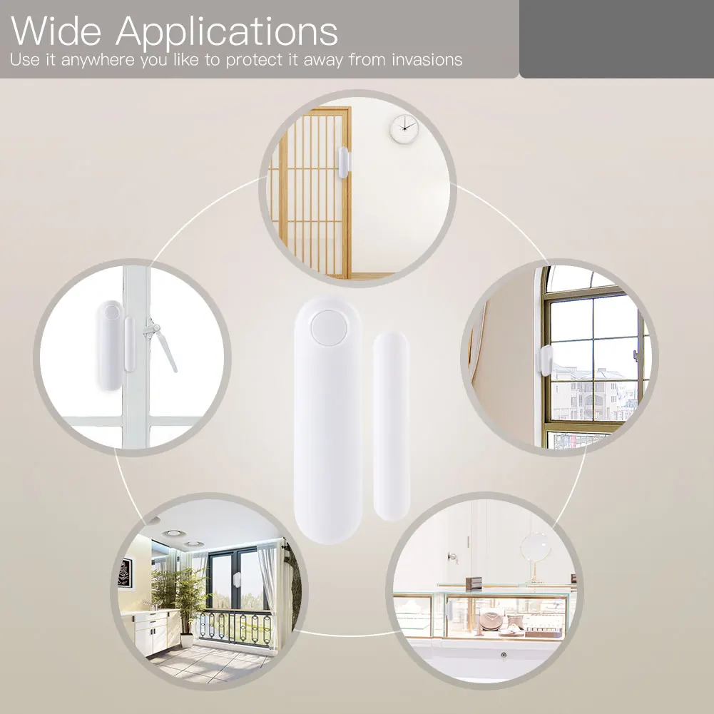WiFi Smart Door Window Sensor APP Notification Alerts Home Alarm Security Detector, Compatible With Alexa Google Home