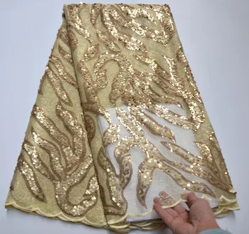 

2019 High Quality French Mesh Lace Fabric Latest African Tulle Lace Fabric With Sequins For Nigerian Men Women Dress Party TF8-9