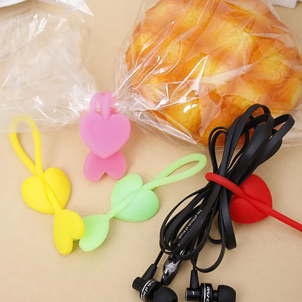 1 Piece Sealing Clip Silicone Cute Heart-shaped Food Bag Bundled Multiple Installation Tools Random Color