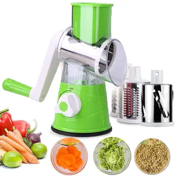 

3 in 1 Multifunction Vegetable Cutter Kitchen Round Mandolin Manual Potato Cheese Slicer Screwdriver Cooking Utensil Accessories
