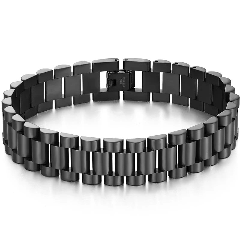 316L Stainless Steel Bracelet For Men Women 15MM Wide Link Watch