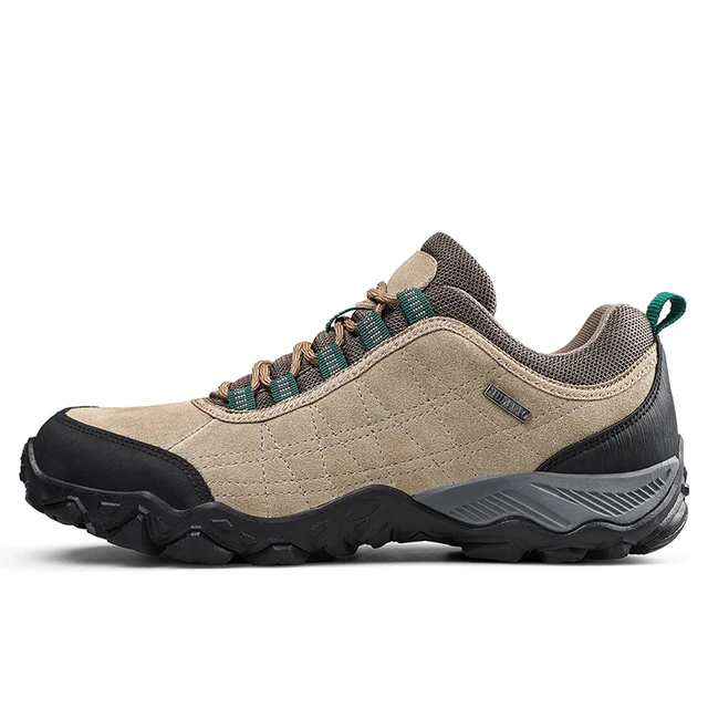Humtto New Arrival Leather Hiking Shoes Wear-resistant  Outdoor Sport Men Shoes Lace-Up Mens Climbing Trekking Hunting Sneakers Khaki
