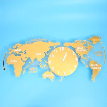 

1pc Acrylic Silent Wall Clock World Map Wall Clock Mute Wall Lamp without Battery for Home Office Living Room (60cm White)