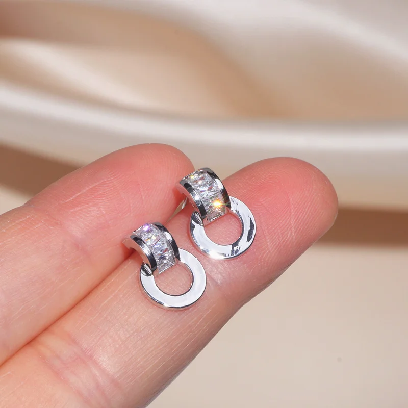 Высокое качество AAA кубический циркон геометрические серьги для женщин трендовые простые женские серьги для свадьбы, помолвки вечерние Ювелирные изделия Подарки