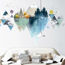 Nordic Style Gable Decals Bedroom Triangle Wall Decals Couple Bunny Wallpaper Living Room Wall Sticker Mural Stickers