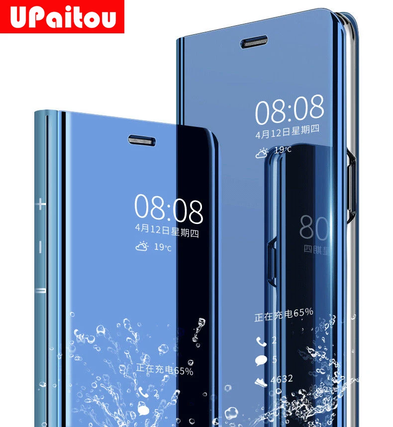 Умный чехол-книжка UPaitou Mirror S View для Huawei Y6 Y7 Y5 Prime Y9 2018 Nova 2 Lite 2i 3E Honor 7A 7C 7S чехол |