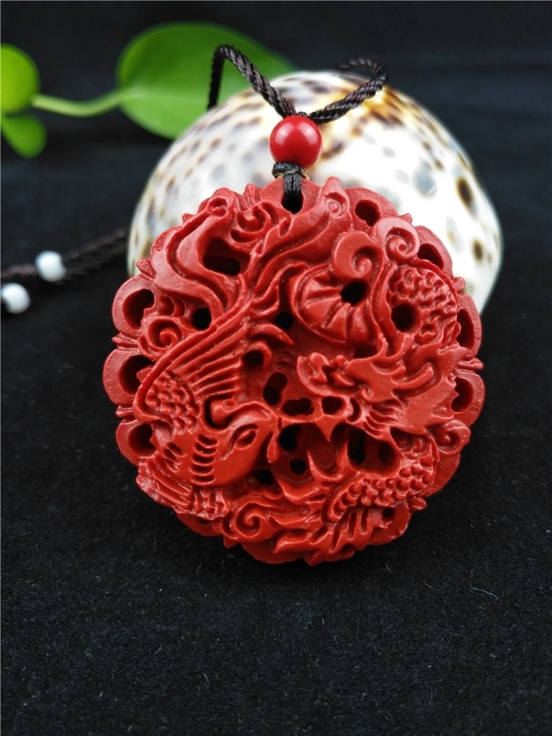 Классическое ожерелье с подвеской в китайском стиле натуральный красный цвет