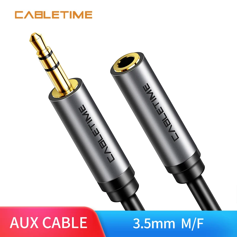 

Cabletime 3.5 mm Jack Headphone Upgrad Grey Audio Cable Aux Extension Cable M/F for Xiaomi Huawei P20 Amplifier N226