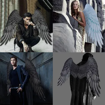 

Black White Feather Wing Halloween Carnival Party Cosplay Props Halloween Christmas Navidad Decorations Angel Cosplay d5