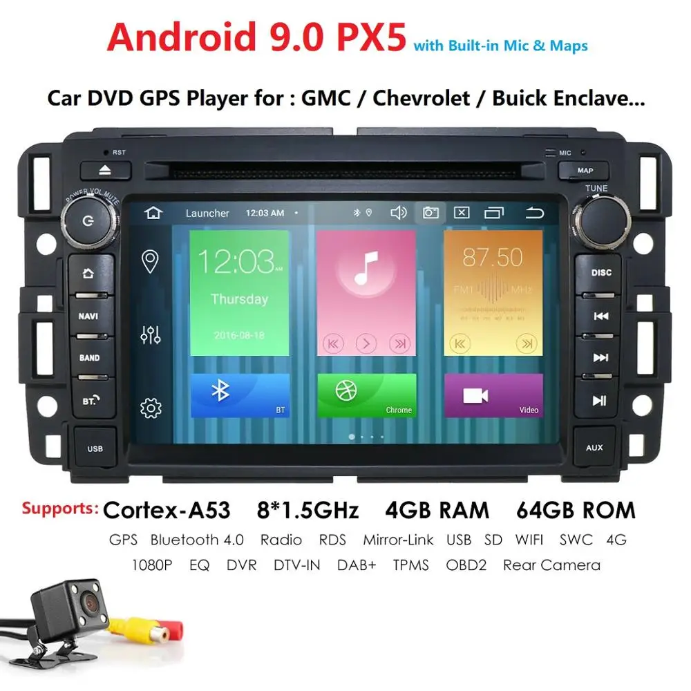 Discount 4+64G Android 9.0 Car DVD Player for GMC Yukon Denali Acadia Savana Sierra Chevrolet Express Traverse Equinox with BT 4GWifi CAM 0 Discount 4+64G Android 9.0 Car DVD Player for GMC Yukon Denali Acadia Savana Sierra Chevrolet Express Traverse Equinox with BT 4GWifi CAM 0
