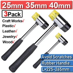 Martillo de goma pequeño y grande de doble cara, martillo de agarre antideslizante de 25mm, 35mm y 40mm, para conducir en clavos, herramientas de carpintería