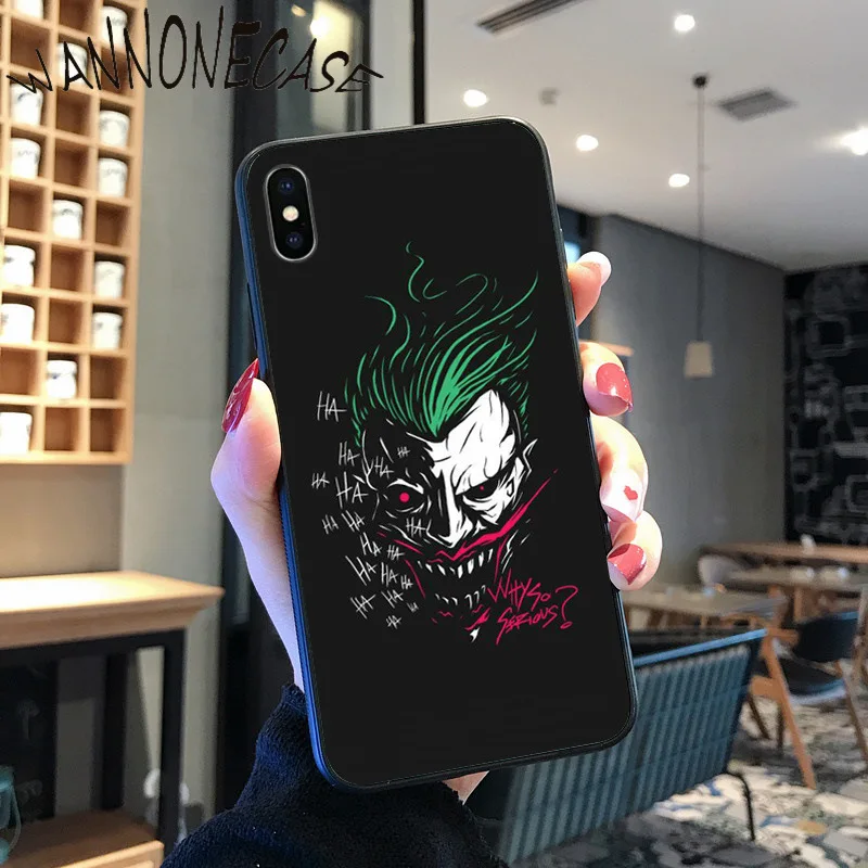 Seni Komik Joker Hitam Soft Shell Penutup Telepon untuk iPhone 8 7 6 6S Plus X XS MAX 5 5S SE XR 11 11pro Promax Ponsel