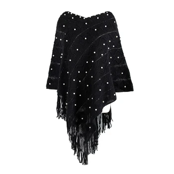 

Women's Fur Cape Autumn Winter Tassel Shawl Beaded Bright Cloak Sweater Woman Women Abrigos Mujer Invierno 2019!: