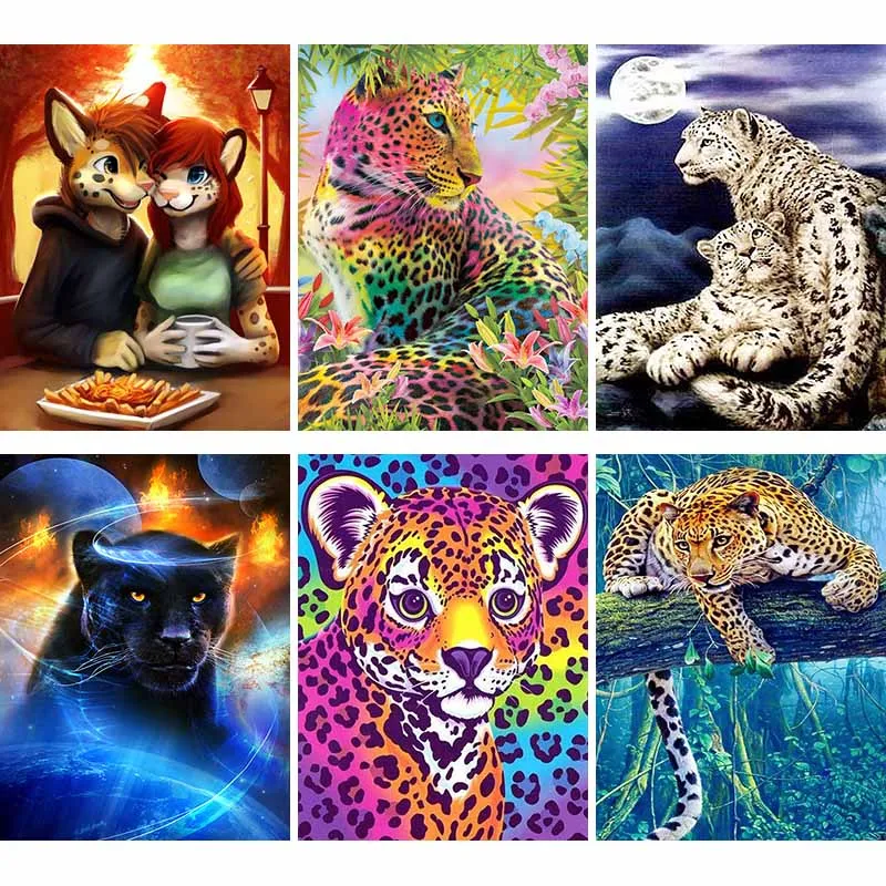 

Cartoon Daimond Painting Leopard Animal Full Drill 5d Diy Diamond Embroidery Landscape Moon Rhinestone Home Decor Love Gift B73