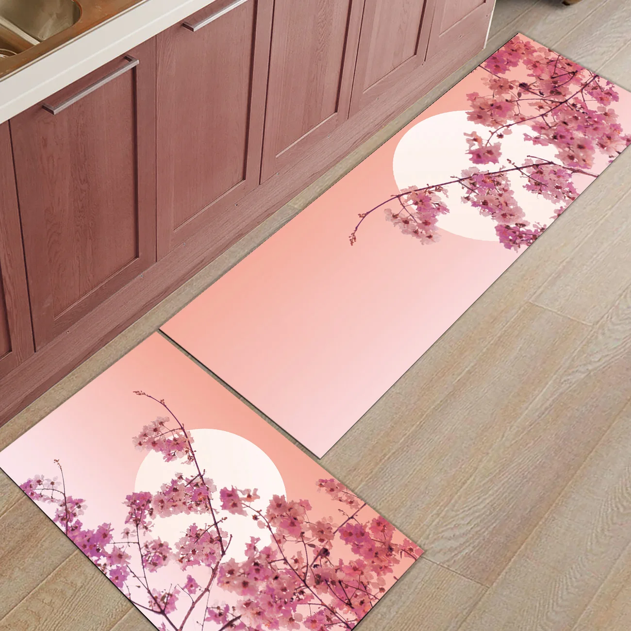 Японские цветки сакуры, японской вишни 2 шт. коврик для кухонных дверных ковриков для входных дорожек грязи мусора брызговик Набор аксессуаров пол