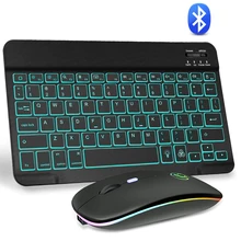 RGB Bluetooth keyboard and Mouse Mini Wireless Keyboard With Mouse Backlight Russain ipad Keyboard For Tablet Phone Laptop PC