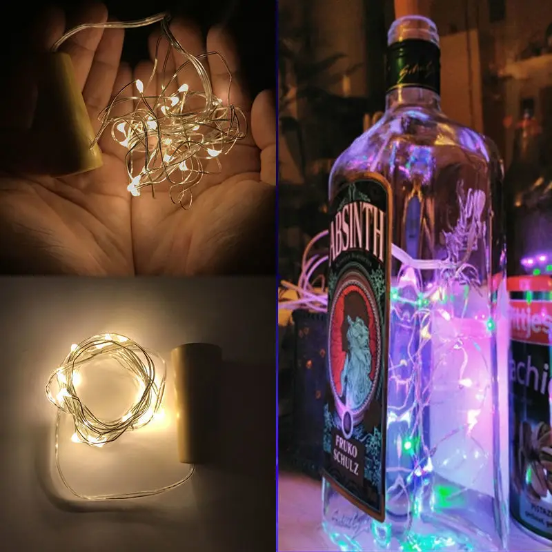 

2m Led Garland Copper Wire Corker String Fairy Lights For Glass Craft Bottle New Year/christmas/valentines Wedding Decoration