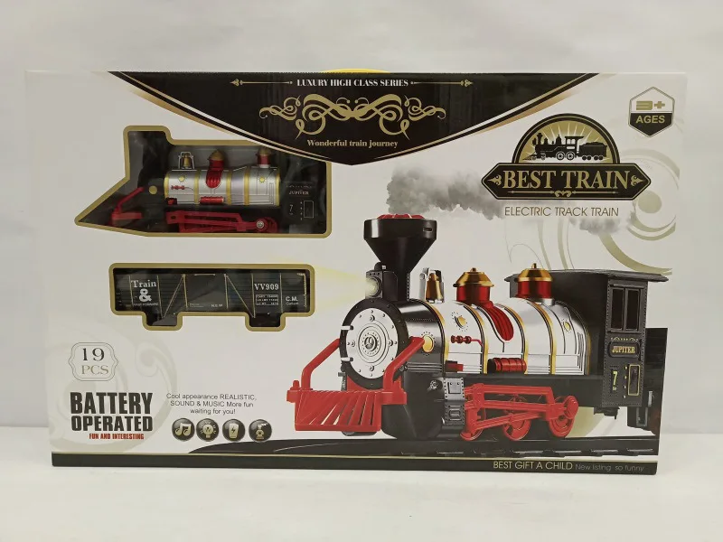 

Electric Classical Rail Train Set CHILDREN'S Toy Light Sound Smoke Model Retro Small Train Model