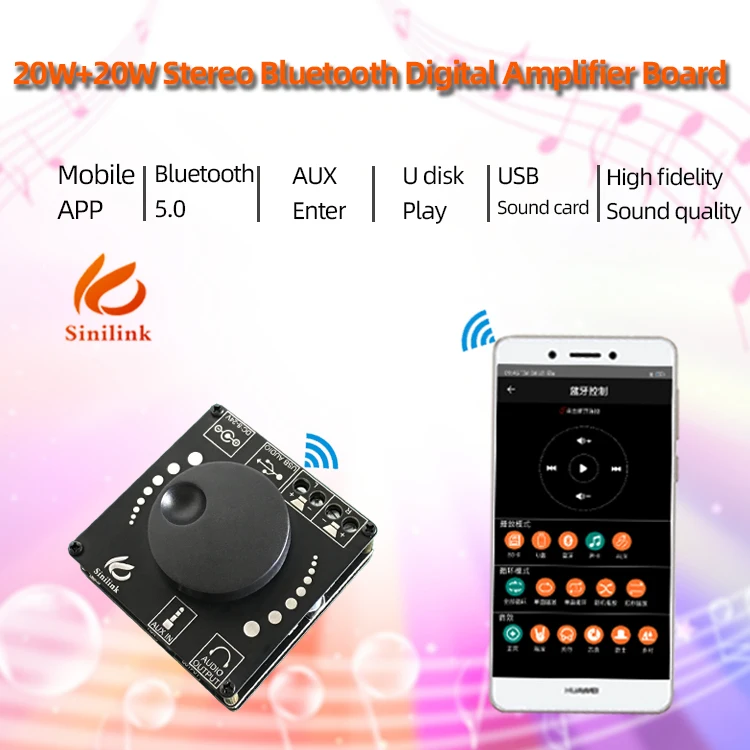 Bluetooth 5.0 20WX2 Home Theater Stereo Power Digital Amplifier Board Module AMP Amplificador 12V 24V 3.5mm AP15H AUX USB