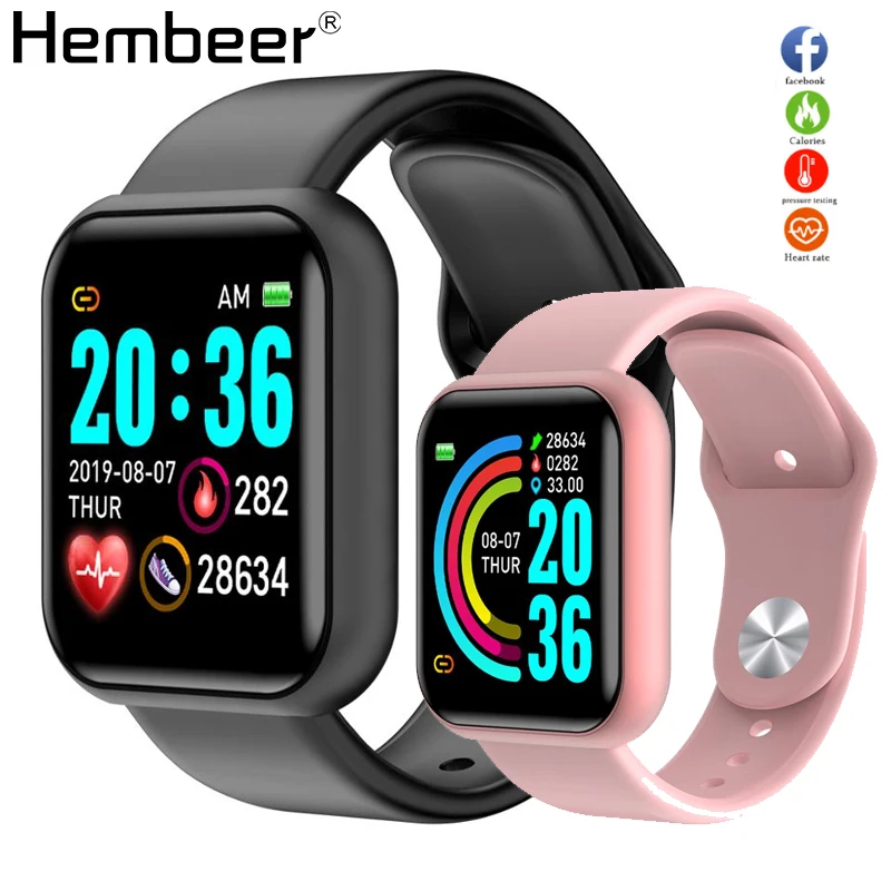 Hembeer Y68 Smart Watch Men Women For Android IOS Phone Waterproof
Heart Rate Tracker Blood Pressure Oxygen Sport Smartwatch