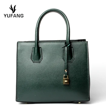 

YUFANG Female Handbag Genuine Leather Women Messenger Bag Trendy Boston Bag Ladies Real Leather Women Shoulder Bag Daily