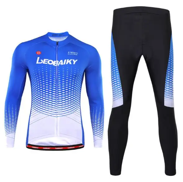 LEOBAIKY Pro Набор велосипедных Джерси для мужчин, велосипедная одежда Roupa Maillo ciclismo, комплекты Джерси с длинным рукавом, велосипедная одежда для велоспорта, мужской костюм для верховой езды - Цвет: Небесно-голубой
