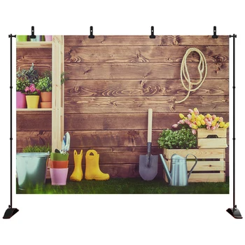 

Birthday Photography Background Rain boots bucket Flowers Wooden Board Baby Photo Backdrops For Photo Shoot Props