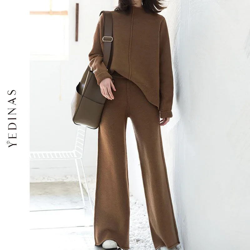 Womens Outfits Tracksuit-Set Pants Two-Piece-Set Knitted Korean Winter Casual Warm And