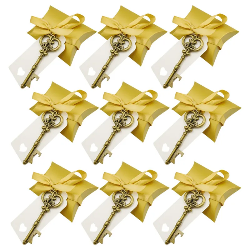 50 шт./набор llavero abridor de botella para fiesta de boda con etiqueta bolsa de papel para caramelos regalos para - Цвет: 50Pcs bronze 1-3